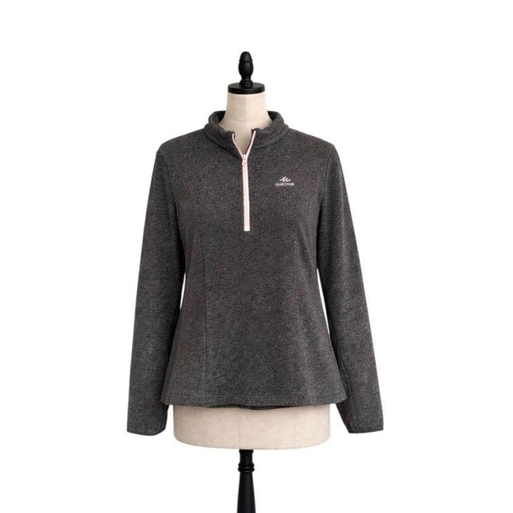 Quechua Decathlon Gray Quarter Zip Fleece XS Hiking Outdoor Pullover